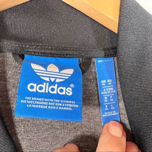 Adidas Black & White 3 Stripe Track Zip up Sweater Size XL - Picture 10 of 11